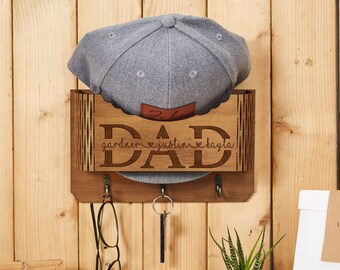 Regali per la festa del papà, porta cappelli in legno personalizzato, porta cappelli personalizzato, espositore porta cappelli, regalo per papà, supporto per cappelli, regalo per lui, organizer per cappelli