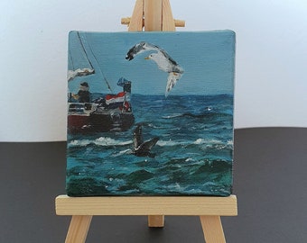 Peinture acrylique faite main originale Life of Sea