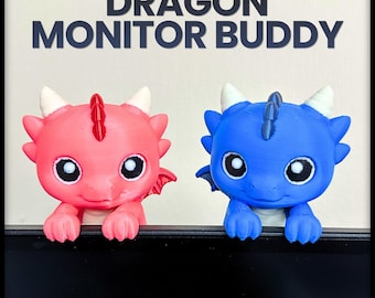 Dragon Monitor Buddy - urocze stworzenie - biuro - figurka - wielokolorowa - pliki STL do druku cyfrowego 3D