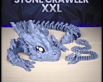 Kamienny Pełzacz XXL - Przegubowa Zabawka Fidget - Fantazja - Fidgettoy - Bez podpór - Pliki STL do druku cyfrowego 3D