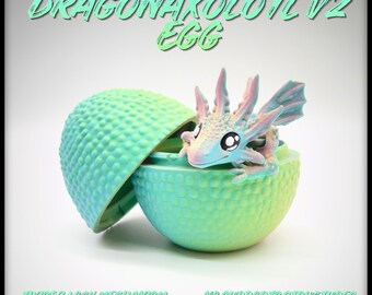 ドラゴンアホロートルV2エッグ - ツイスト＆ロック - サポートなし - 収納ボックス - コンテナ - デジタル3Dプリント STLファイル