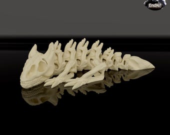 Porte-clés Dragon Squelette - Jouet anti-stress articulé - Impression directe - Sans supports - Fichiers STL pour impression 3D numérique