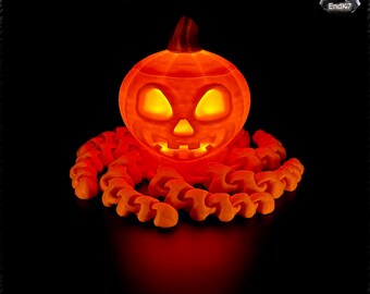 Pumptopus 2 - Halloween - Jack O Lantern - Juguete articulado antiestrés - Impresión en el lugar - Sin soportes - Archivos STL para impresión 3D digital