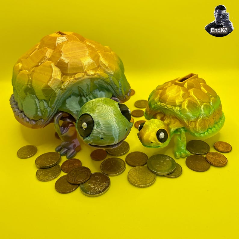 Cute Turtle Piggy Bank - Money Box - Articulated Fidget Toy - Print in ...