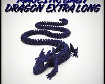 Majestic Baby Dragon Extra Long - przegubowa zabawka Fidget Toy - do druku na miejscu - Fidgettoy - bez podpór - pliki STL do druku cyfrowego 3D