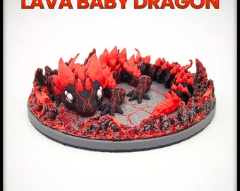 Lava Baby Dragon - przegubowa zabawka Fidget Toy - do druku na miejscu - Fidgettoy - bez podpór - Fantazja - pliki STL do druku cyfrowego 3D