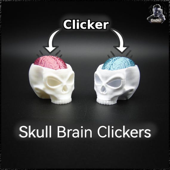 Skull Brain Clickers - Halloween - Fidget - Clicker -  No supports - digital 3d print STL Files