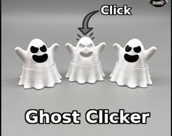 Clicker fantasma - Fantasma adorable - Halloween - Juguete antiestrés - Sin soportes - Interruptor de teclado - Archivos STL de impresión 3D digital