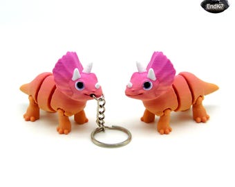 Brelok Triceratops + Figurka - Przegubowa Zabawka Fidget - Druk na miejscu - Bez podpór - Cyfrowy wydruk 3D Pliki STL