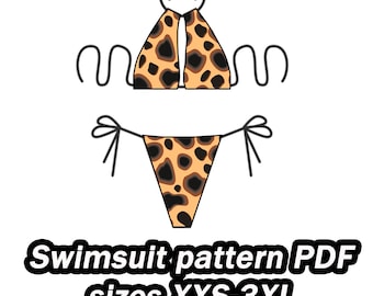 Bademode Schnittmuster Zweiteiler Schnittmuster Grössen XXS – 3XL Digital PDF Schnittmuster Badeanzug Bikini Top Bikini Schnittmuster DIY