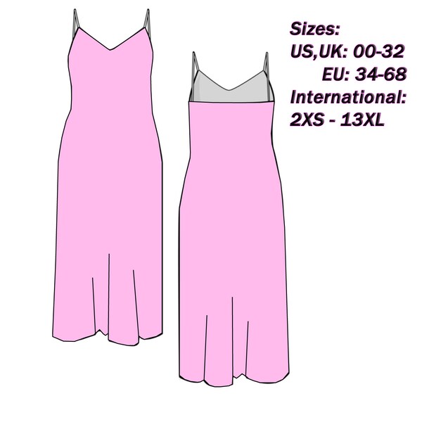 Women ' s Dress Pattern Sewing Patter 2XS - 13XL Digital PDF Dress Sewing Pattern Easy Dress Pattern Dress Pattern With Straps Summer Dress