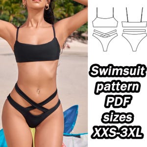Swimwear Pattern Two Piece Swimsuit Sewing Pattern Sizes XXS - 3XL Digital PDF Sewing Pattern Swimsuit Bikini Top Bikini pattern DIY pattern