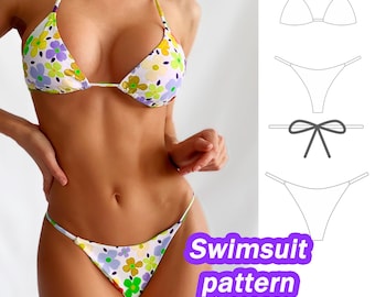 Swimwear Pattern Two Piece Swimsuit Sewing Pattern Sizes XXS - 3XL Digital PDF Sewing Pattern Sewing Pattern For Women DIY pattern