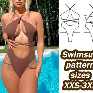 One Piece Swimsuit Sewing Pattern XXS - 3XL Digital PDF Sewing Pattern Sewing Pattern For Women Bikini Sewing Pattern Plus Size Bikini