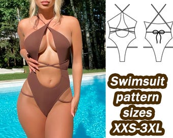 Patron de couture maillot de bain une pièce XXS - 3XL PDF numérique Patron de couture pour femme Patron de couture bikini bikini grande taille