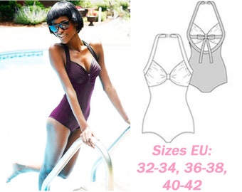 Swimwear Pattern One Piece Swimsuit Sewing Pattern Sizes 2 XS - L  Digital PDF Sewing Pattern One Piece Swimsuit Digital Swimsuit Pattern