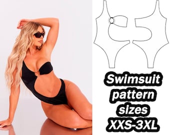 Swimwear Pattern One Piece Swimsuit Sewing Pattern Sizes XXS - 3XL Digital PDF Sewing Pattern  One Piece Swimsuit Bikini pattern DIY pattern