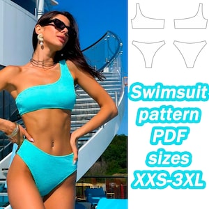 Swimwear Pattern Two Piece Swimsuit Sewing Pattern Sizes XXS - 3XL Digital PDF Sewing Pattern Swimsuit Bikini Top Bikini pattern DIY pattern