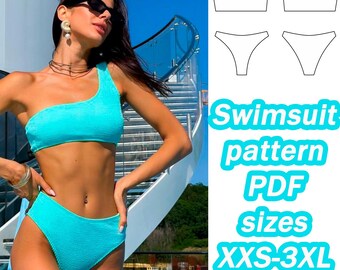 Bademode Schnittmuster Zweiteiler Schnittmuster Grössen XXS – 3XL Digital PDF Schnittmuster Badeanzug Bikini Top Bikini Schnittmuster DIY