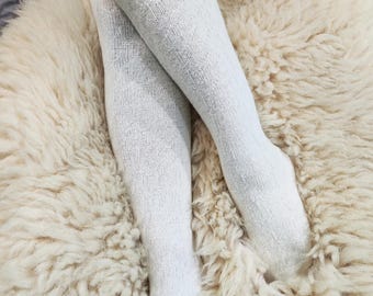 Wollsocken Overknee-Socken Wollsocke Lange gestrickte Socke Lange Socken Kniestrümpfe Weiße Overknee Socken Overknee-Strümpfe