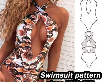 Swimwear Pattern One Piece Swimsuit Sewing Pattern Sizes 3XS - 2XL Digital PDF Sewing Pattern Sewing Pattern For Women DIY pattern