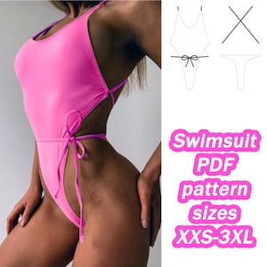 Mönster för badkläder Baddräkt Symönster Storlekar XXS - 3XL Digital PDF Symönster Baddräkt Bikinimönster DIY-mönster