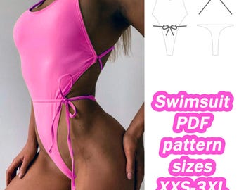 Swimwear Pattern One Piece Swimsuit Sewing Pattern Sizes XXS - 3XL Digital PDF Sewing Pattern  One Piece Swimsuit Bikini pattern DIY pattern