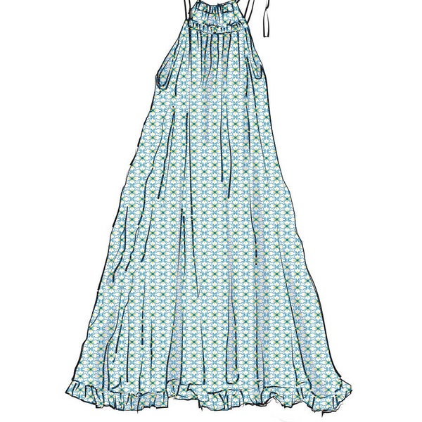 Women ' s Dress Pattern Sewing Patter XS - L Digital PDF Dress Sewing Pattern Easy Dress Pattern Dress Pattern With Straps Summer Dress