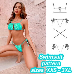 Swimwear Pattern Two Piece Swimsuit Sewing Pattern Sizes XXS - 3XL Digital PDF Sewing Pattern Swimsuit Bikini Top Bikini pattern DIY pattern
