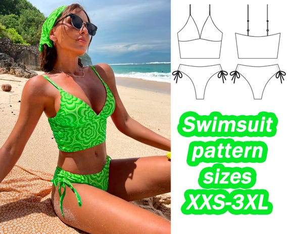 Swimwear Pattern Two Piece Swimsuit Sewing Pattern Sizes XXS - 3XL Digital PDF Sewing Pattern Swimsuit Bikini Top Bikini pattern DIY pattern