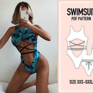 Swimwear Pattern One Piece Swimsuit Sewing Pattern Sizes XXS - 3XL Digital PDF Sewing Pattern Sewing Pattern For Women DIY pattern