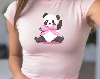 Camiseta Panda Baby: Coquete de Laço Rosa, Estilo Y2K