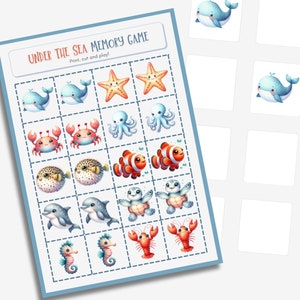 Under the Sea Memory Game Printable | Ocean-Themed Kids Birthday Party Activity | Instant Download | Kids Matching Games | Sea Creatures
