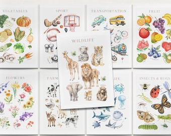 Kids Learning Wall Art Set, Nursery Decor Prints (PDF), Educational Posters for Kids