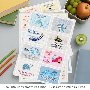 Positive Kinder Lunchbox Notizen, lustige druckbare Notizen für Kinder, Essen, Tier, Dinosaurier, Weltraum Themen, Klassenzimmer Notizen, lustige Kinder Party Geschenk Idee