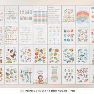 Stampe artistiche da parete educative, poster stampabili, decorazioni per l'apprendimento dei bambini, decorazioni per l'aula, arte educativa, arte per l'istruzione domestica, stampe per l'apprendimento dell'asilo nido