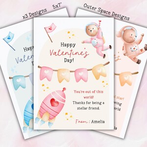 Cartes pour enfants Saint-Valentin, espace extra-atmosphérique, édition sur Canva, cartes de Saint-Valentin pour la classe, cartes d'amis amusantes à imprimer pour les enfants, téléchargement immédiat