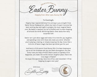 Editable Easter Bunny Letter, Personalised Kids Easter Bunny HQ Letter Template, Custom Easter Bunny Keepsake, Edit in Canva, Printable