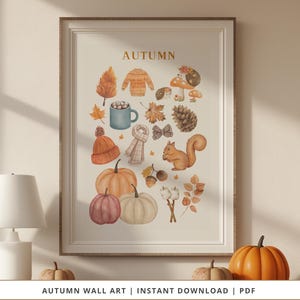 Herbst Wand Kunst | Gemütliches Herbst Dekor für Kinderzimmer, Spielzimmer oder Klassenzimmer | Herbstliches Poster für saisonales Dekor | Herbstfarben