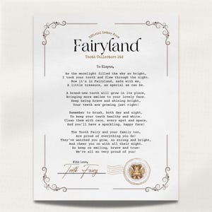 Carta editable para el Hada de los Dientes, plantilla vintage personalizada para el Hada de los Dientes, recuerdo personalizable para el Hada de los Dientes, Canva editable e imprimible.