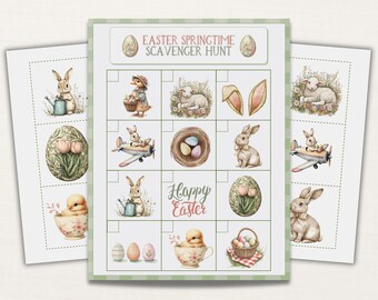 Easter Springtime Scavenger Hunt, Printable Treasure Hunt for Kids, Classroom Easter Game, Holiday Activity, Easter Bunny Printable Download