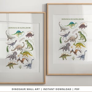 Poster da parete con dinosauri / Stampa per aula con dinosauri / Stampabile / Poster educativo sui dinosauri / Decorazione per l'apprendimento nella sala giochi / Nomi dei dinosauri