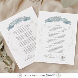 Carta editable del Hada de los Dientes, plantilla de carta personalizada para niños del Hada de los Dientes, recuerdo personalizable del Hada de los Dientes, poema del Hada de los Dientes, recibo