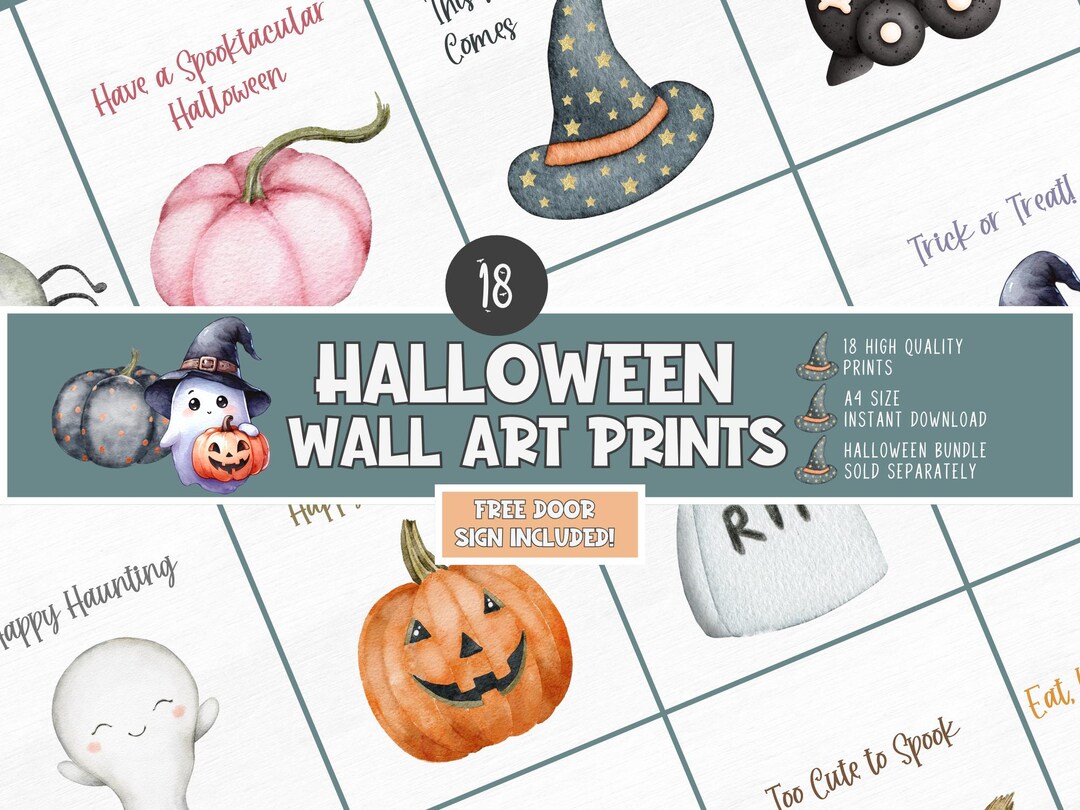Halloween Wall Art | Spooky Printable Decor | Printable Bundle ...
