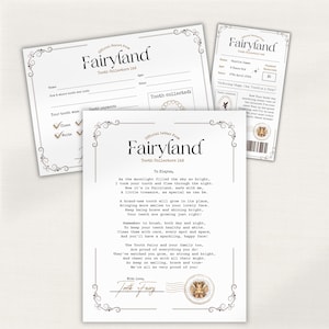 Editable Tooth Fairy Set, Tooth Fairy Letter, Tooth Fairy Report, Tooth Fairy Receipt, Personalise in Canva, Kids Keepsake, Vintage Letter