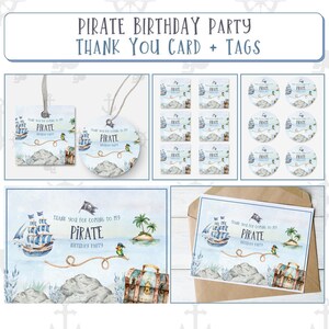 Pirate Party Thank You Cards & Tags Printable | Pirate Kids Birthday Party Favor  | Instant Download | Party Bag | Party Supplies and Decor