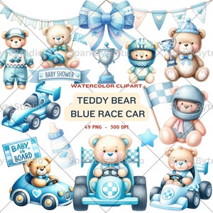 Blaues Rennauto Clipart, Rennauto Clipart, Aquarell Baby Dusche Clipart, Png transparent, kommerzielle Nutzung