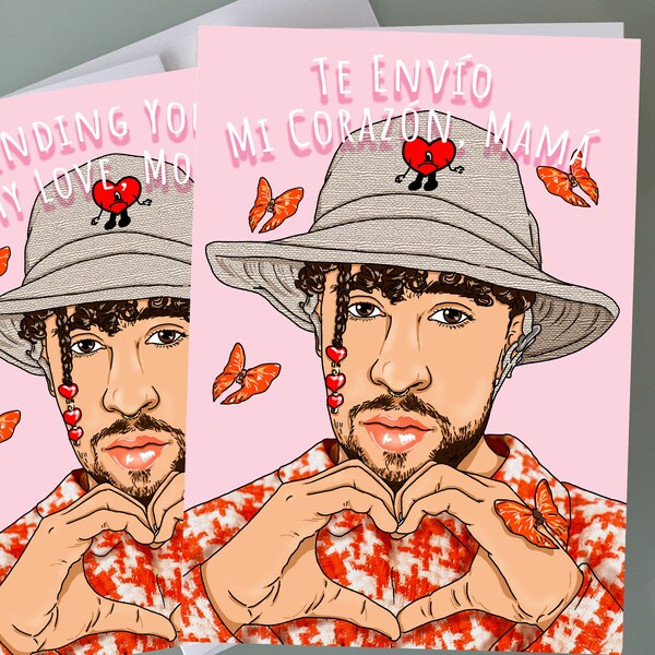 Bad Bunny Mother's Day Cards -  Feliz Día de la Madre Hip Hop Art mother's day Cards funny mother's day Cards mother's day gifts