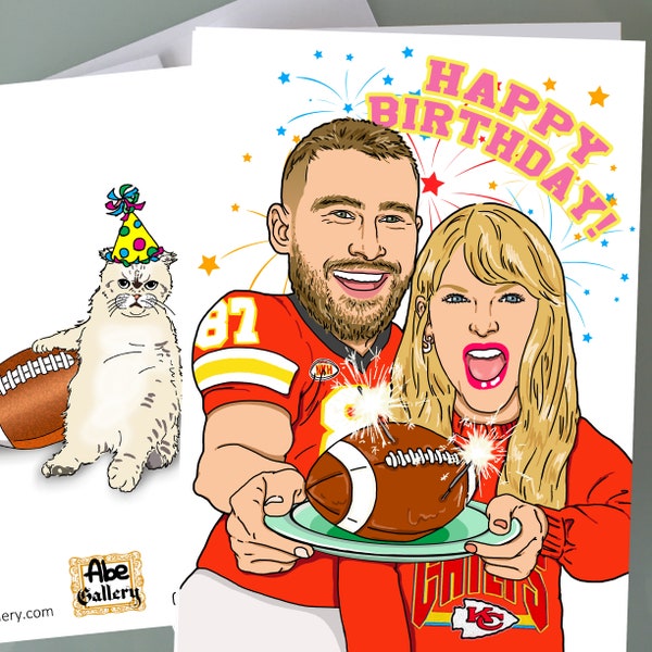 Swiftie Taylor Swift, Travis Kelce Birthday Card fun Art Swiftie Birthday Cards funny Birthday Cards birthday gift for kids her