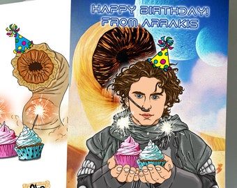 DUNE Birthday Card - Timothée Chalamet Birthday Cards funny Birthday Cards Birthday gifts for him her Paul Atreides birthday card